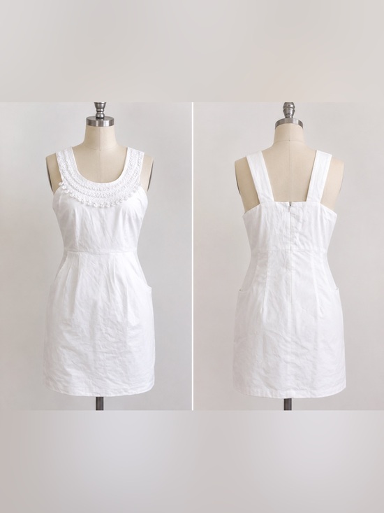 Voom by Joy Han Dresses & Skirts - Vintage Off White Sleeveless Dress  with Crochet Neckline Small— Voom by Joy Han